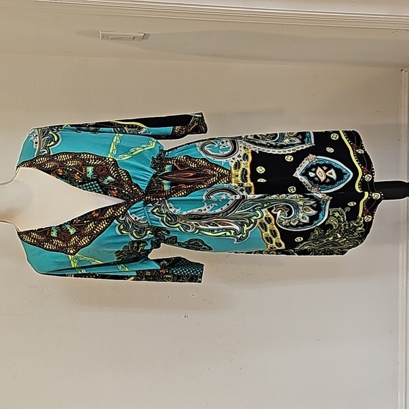 Relaxx Dress Green and Black Paisley print, 3/4 Sleeve. Size 2X  (14-16) - Picture 1 of 8